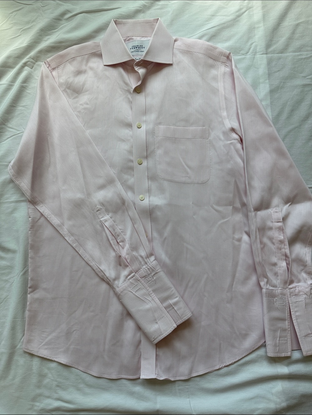 Charles Tyrwhitt Slim fit Light Pink Dress Shirt French cuff Size 15.5/33in